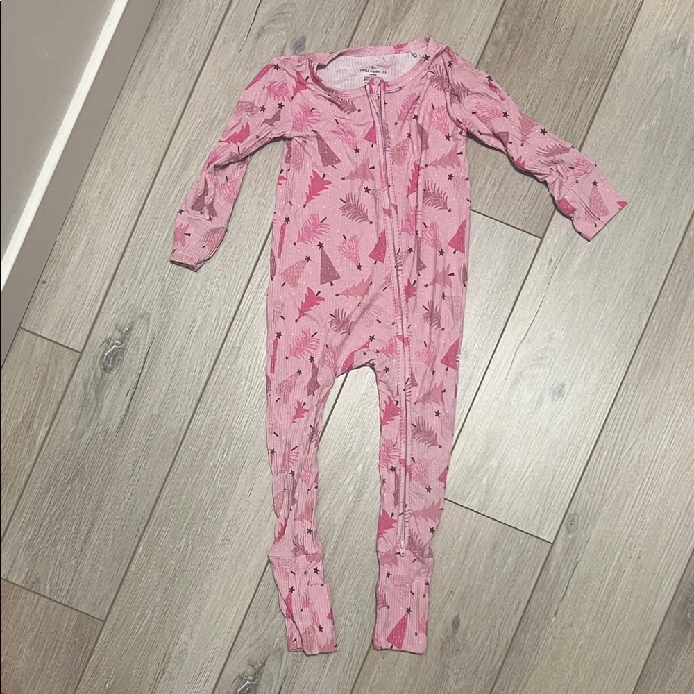 Pink Patterned Kids Footie Pajama